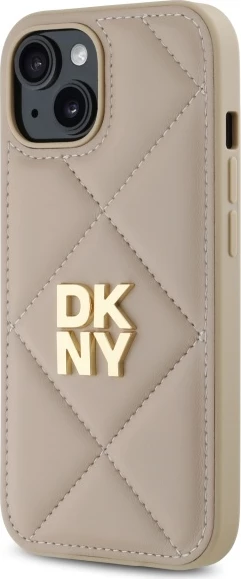 Ovitek Quilted Stack Logo za iPhone 15, DKNY, bež