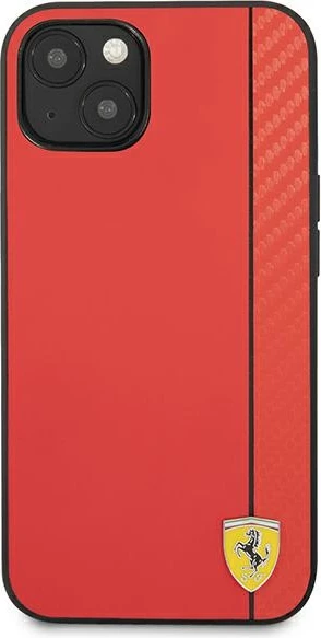 Trd ovitek za telefon, rdeč Ferrari On Track Carbon Stripe za iPhone 13 mini 5,4"