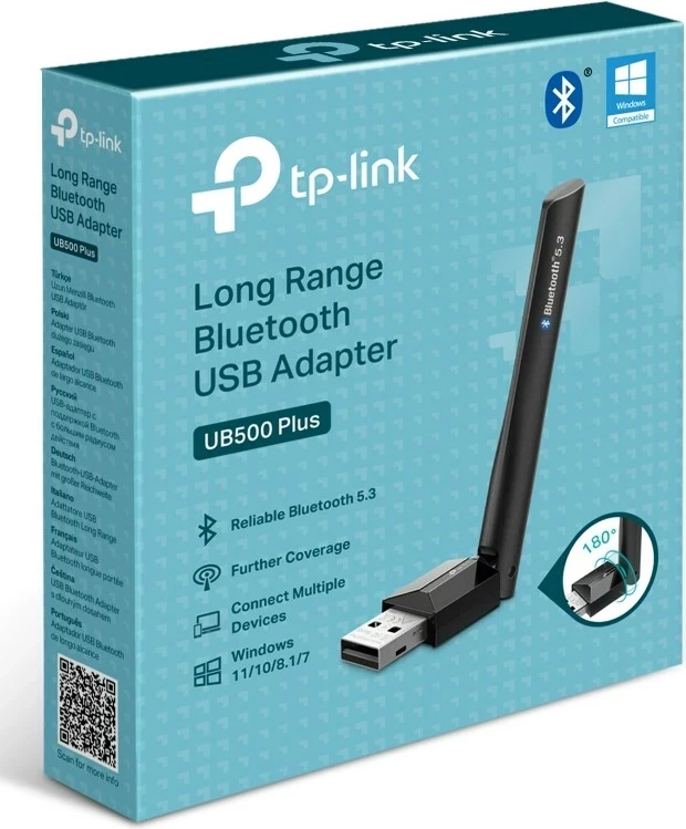 Bluetooth adapter TP-Link UB500 Plus, USB Type-A, Bluetooth 5.3, črn