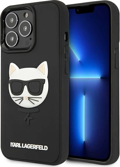 Ovitek za telefon 3D Rubber Ikonik Karl Lagerfeld za iPhone 13/13 Pro, 6,1", črn