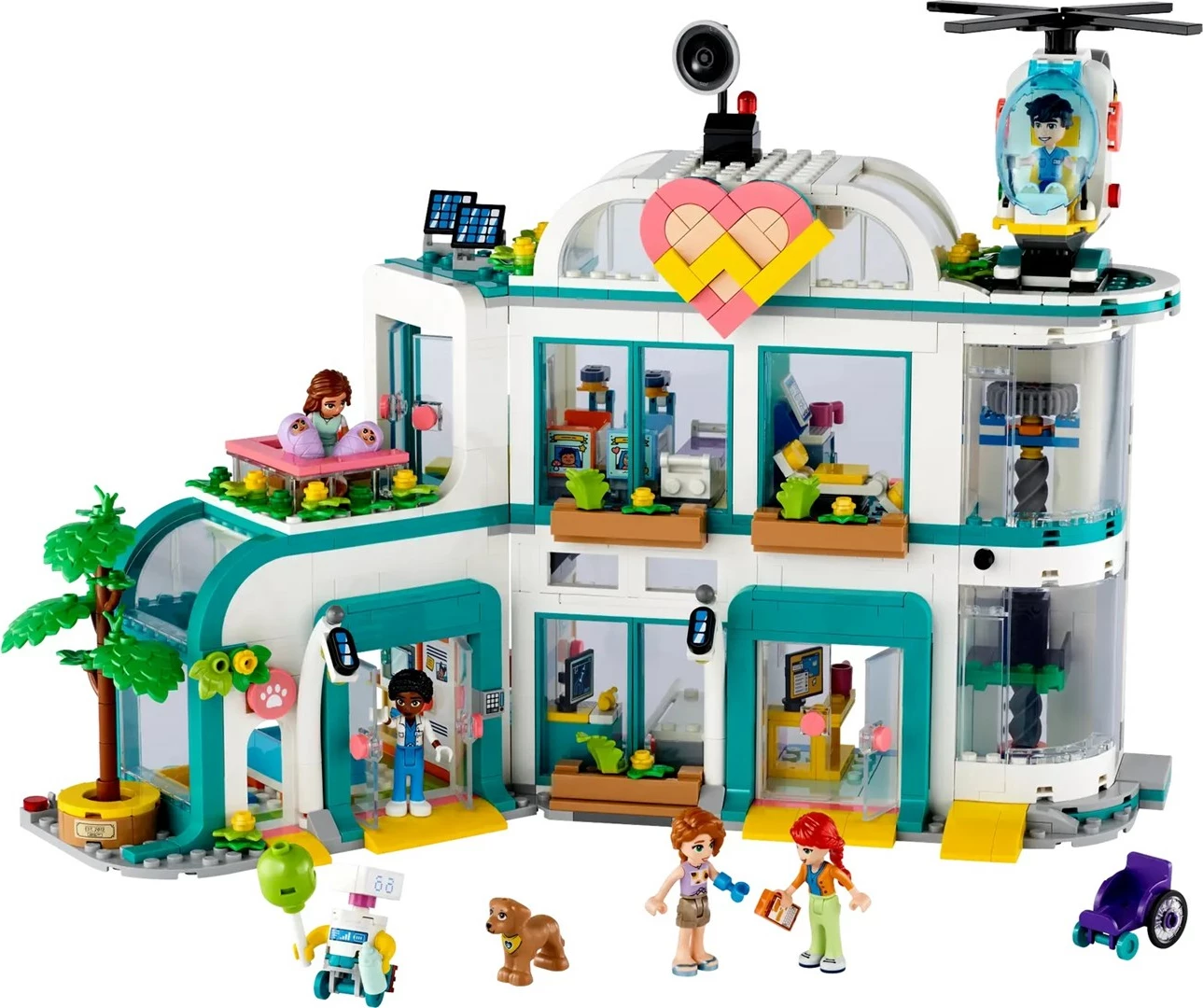 Igralni komplet bolnišnica Heartlake City, LEGO Friends 42621, 5 minifigur, za otroke, večbarvno