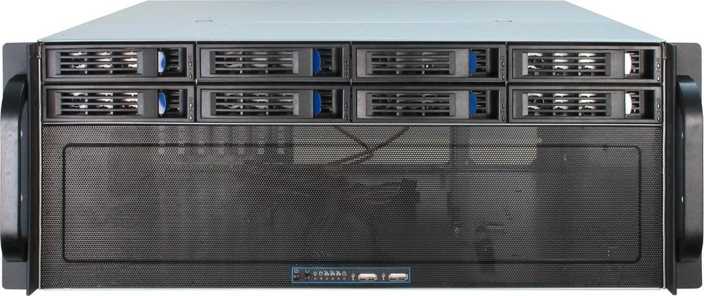 Serverska ohišje Inter-Tech IPC 4U-4408, 4U rack, 9x 3,5", hot-swap, USB 3.2, črno/srebrno
