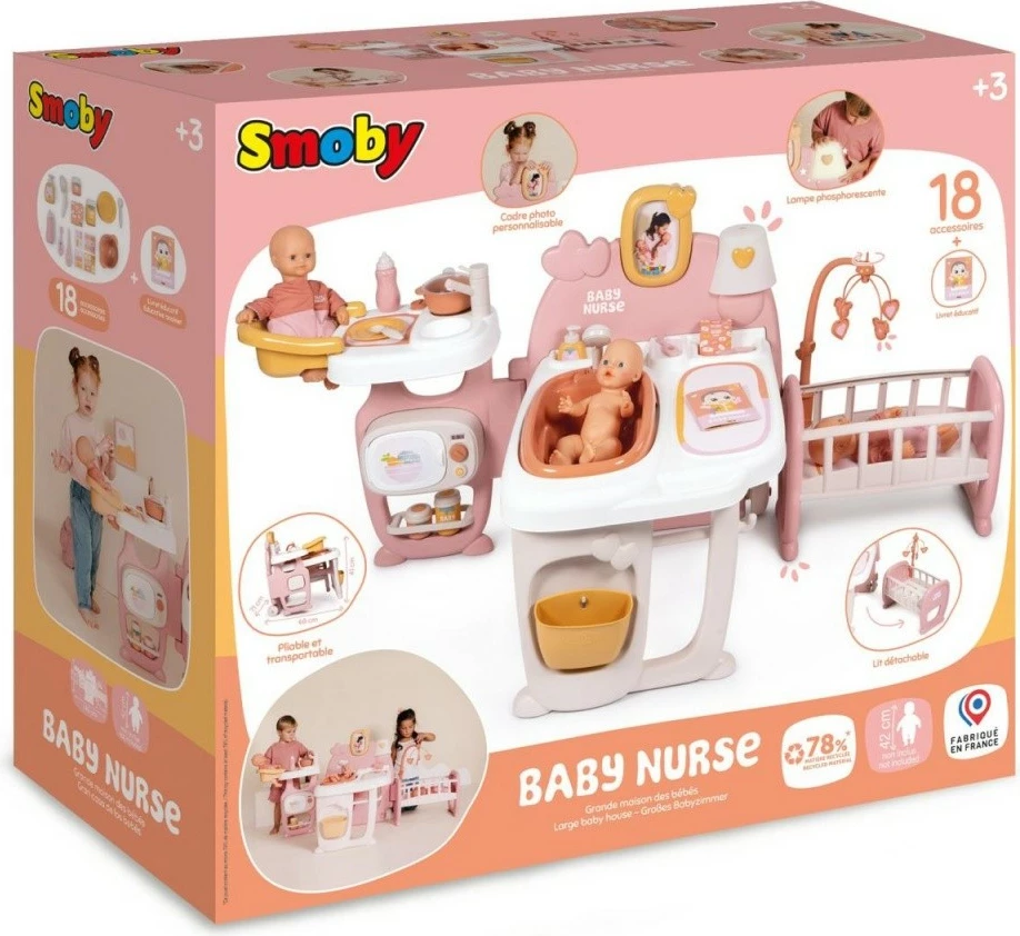 Igralni kotiček Baby Nurse Smoby 7600220394, z 19 dodatki, večbarven
