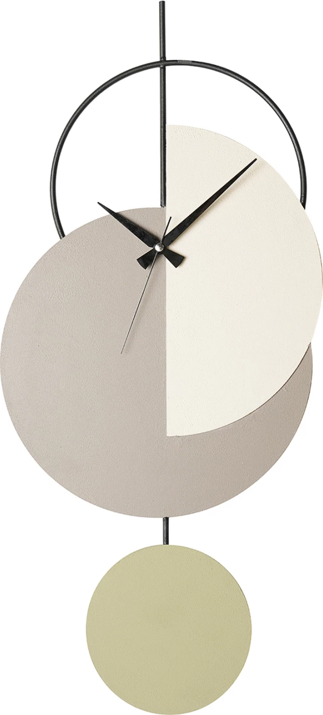 Stenska ura FH4332 kovinska v sivi, svetlo zeleni in beli barvi 30,5x68H cm