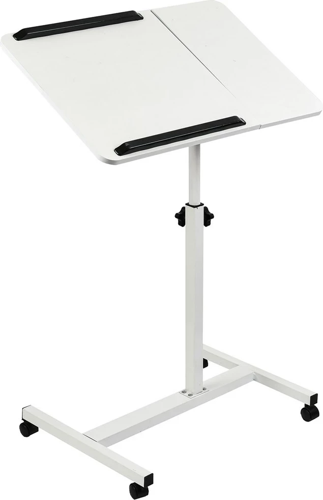 Mobilna miza za prenosnik, Maclean MC-121 W, nastavljiva višina 59–89 cm, bela