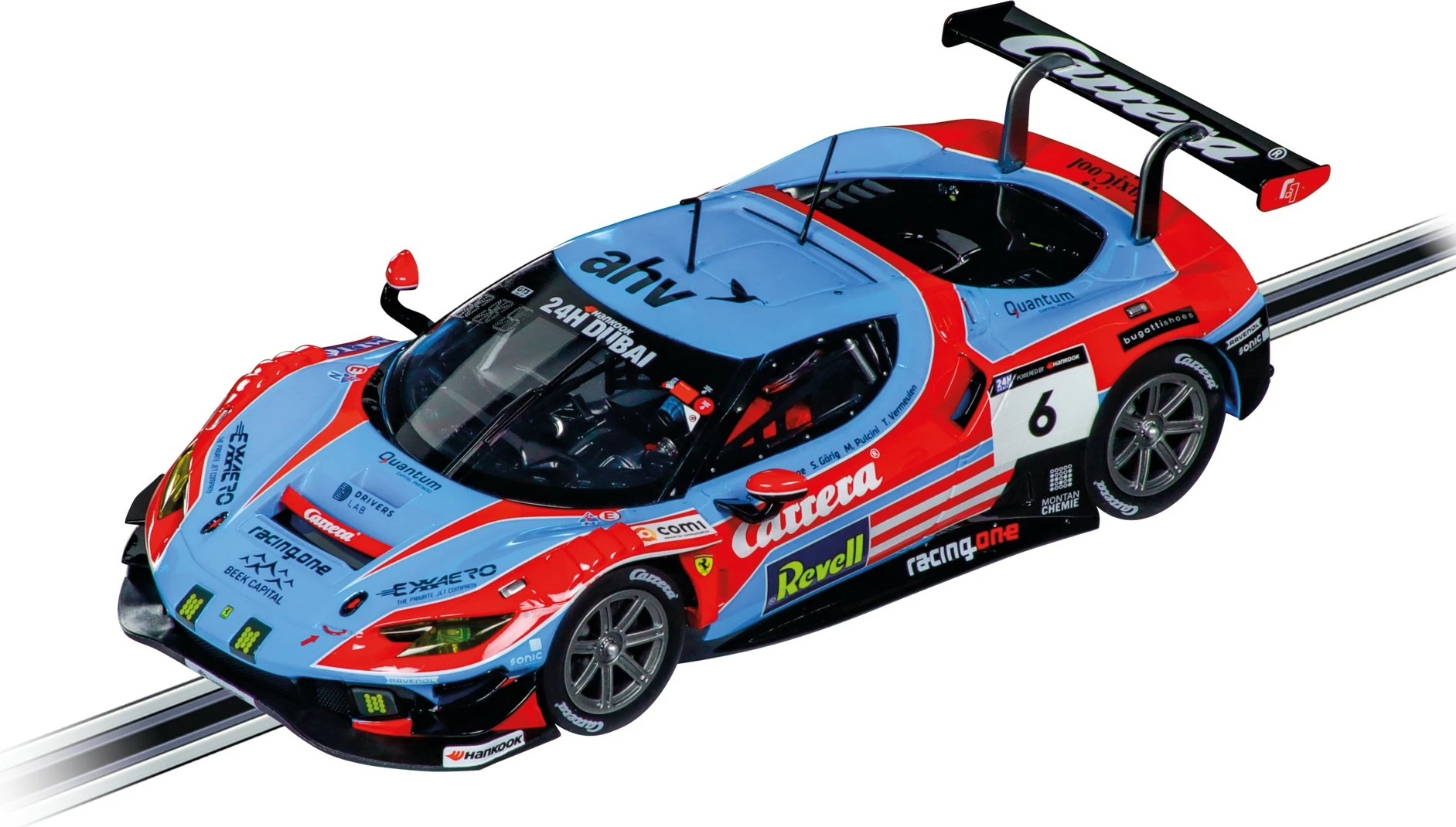 Drift avtomobil Ferrari 296 GT3 Carrera, št. 6, 1:24, črno, modro, rdeče
