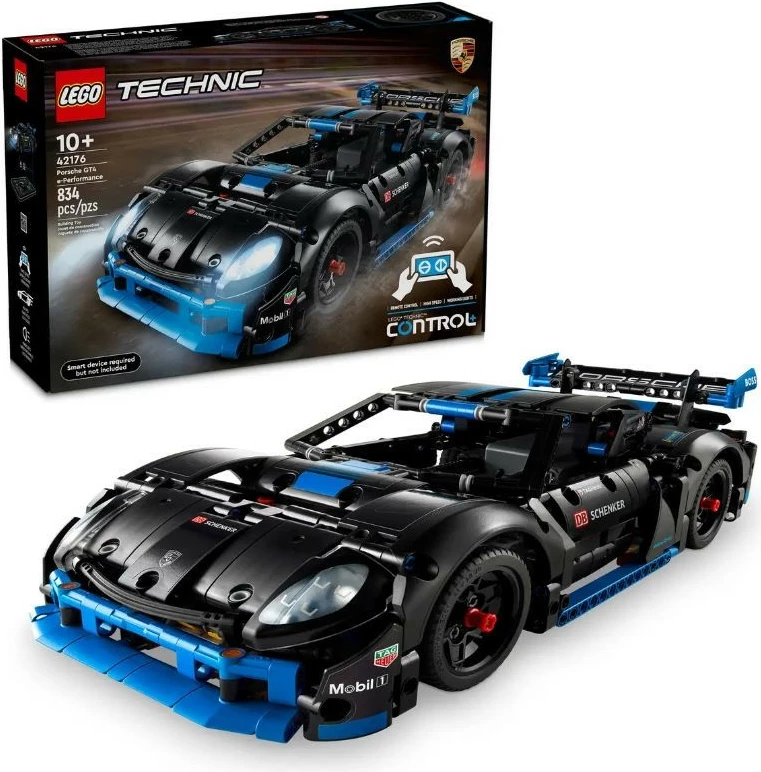 Set za sestavljanje LEGO Technic Porsche GT4 e-Performance Racing Car 42176, 834 kosov, črno/moder