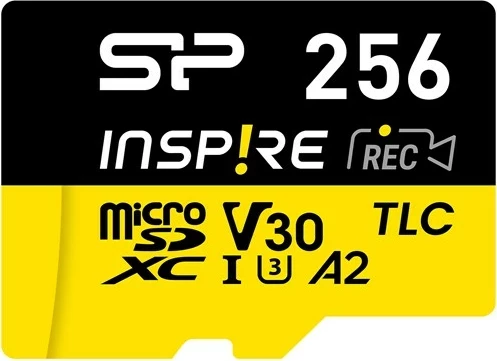 MicroSDXC kartica 256 GB, visoka zmogljivost, Silicon Power Inspire, črna