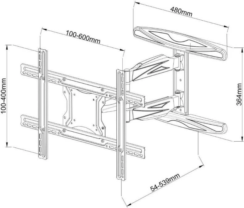 Stenski nosilec za TV 40–65 palcev, Techly 308879, črn