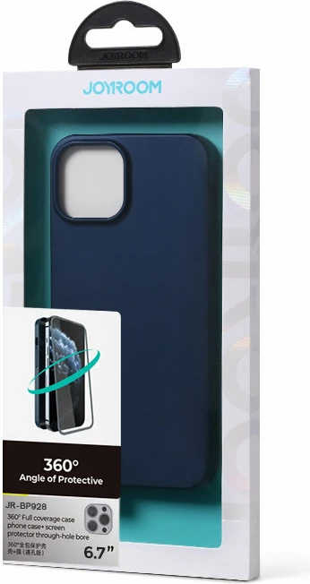 Ovitek za telefon 360°, kaljeno steklo, moder za iPhone 13 Pro Max, Joyroom JR-BP928
