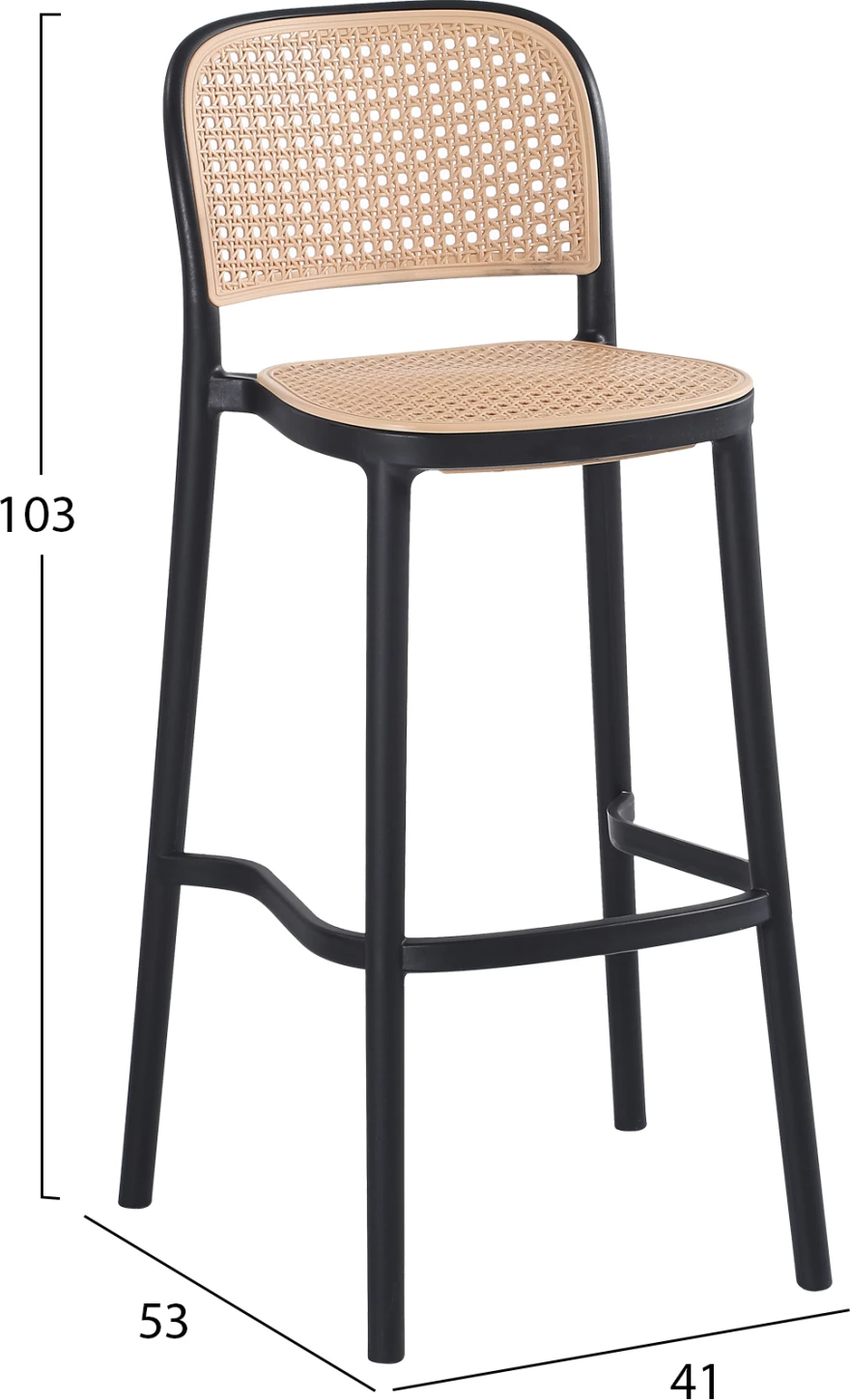 Barski stol FH5939.02 polipropilen črno-bež 41x53x103H cm