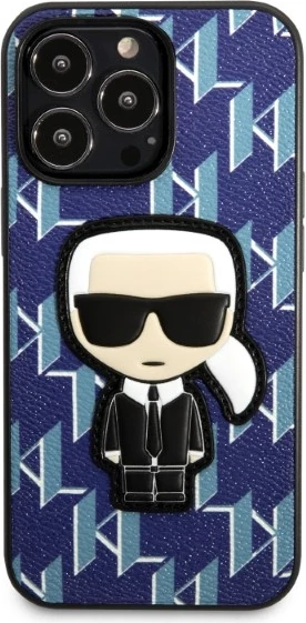 Ovitek za telefon Monogram Ikonik Patch Karl Lagerfeld za iPhone 13 Pro Max, moder