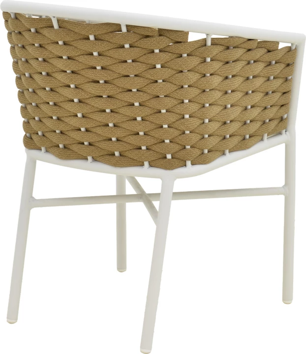 Aluminijast zložljiv stol z belo ogrodje in naravno vrvjo Noevo, 57x62x77 cm