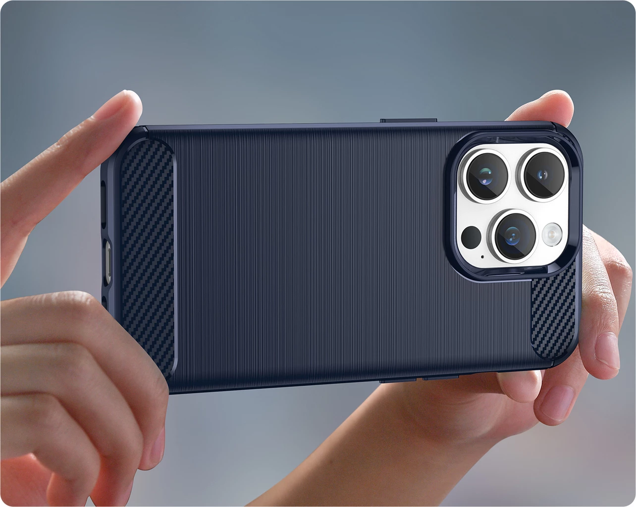 Zaščitna ovitek Hurtel Carbon za iPhone 14 Pro, TPU, modra