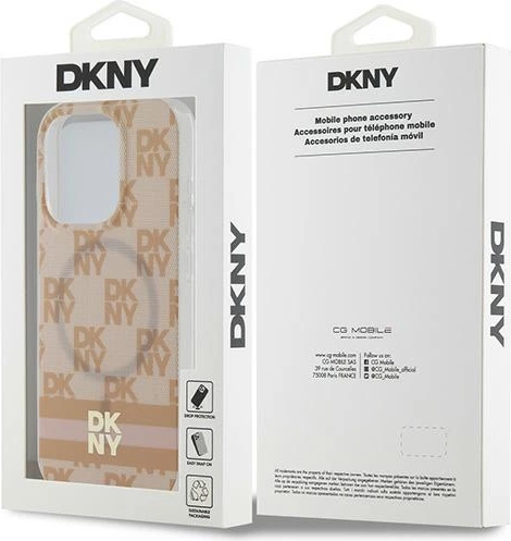 Ovitek z motivom DKNY IML karo in črte za MagSafe za iPhone 13 Pro / 13, rožnat