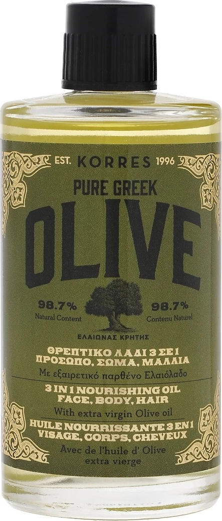 Vlažilno olje za telo, obraz in lase Korres Pure Greek Olive Moisturizing Oil, za ženske, 100 ml