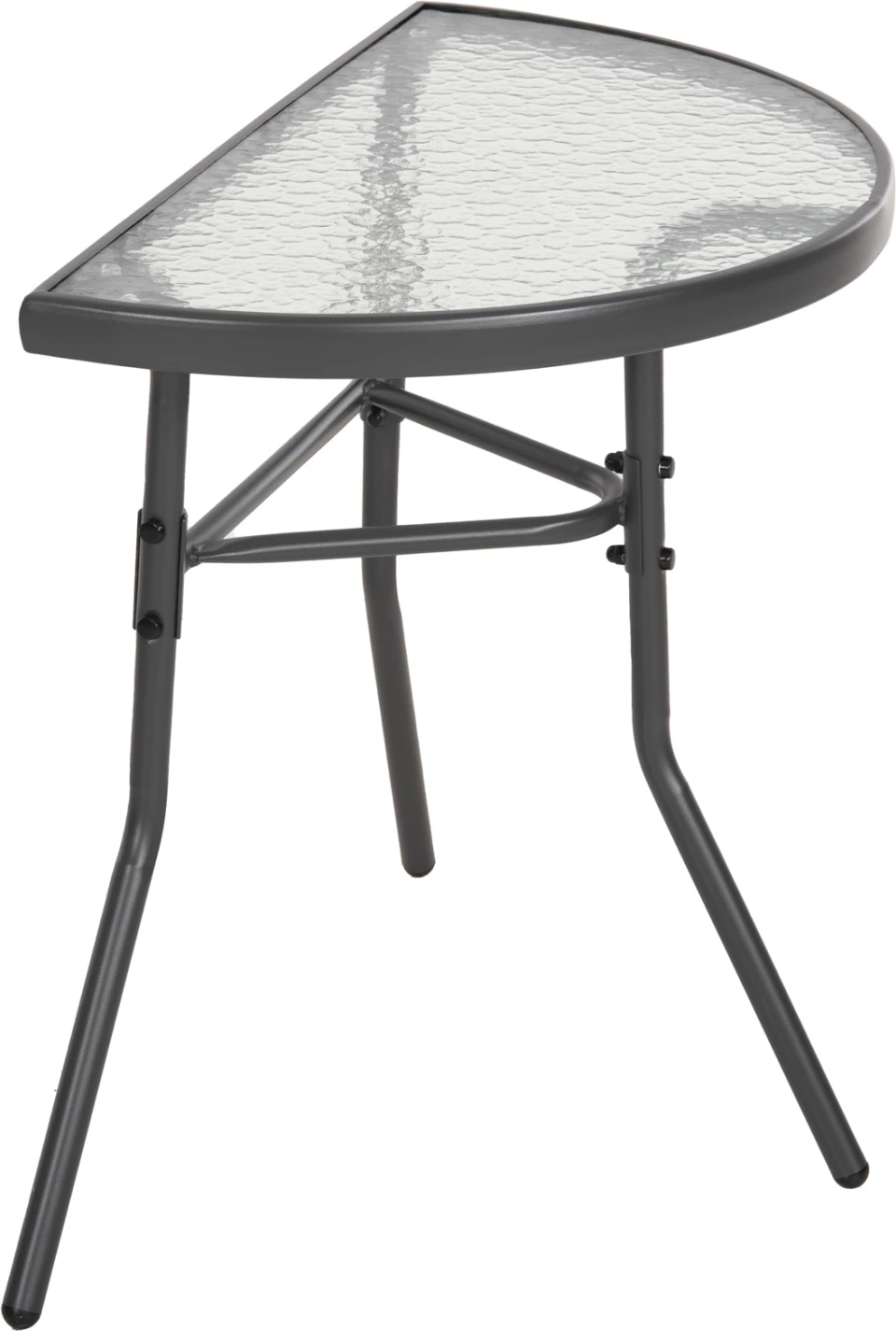 Polkrožna miza LIMA FH5967.01 kovinska v sivi barvi s stekleno ploščo 70x40x64,5H cm