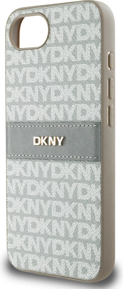 Zaščitni ovitek z vzorcem DKNY Repeat Texture in kovinskim logotipom za iPhone 16e, bež