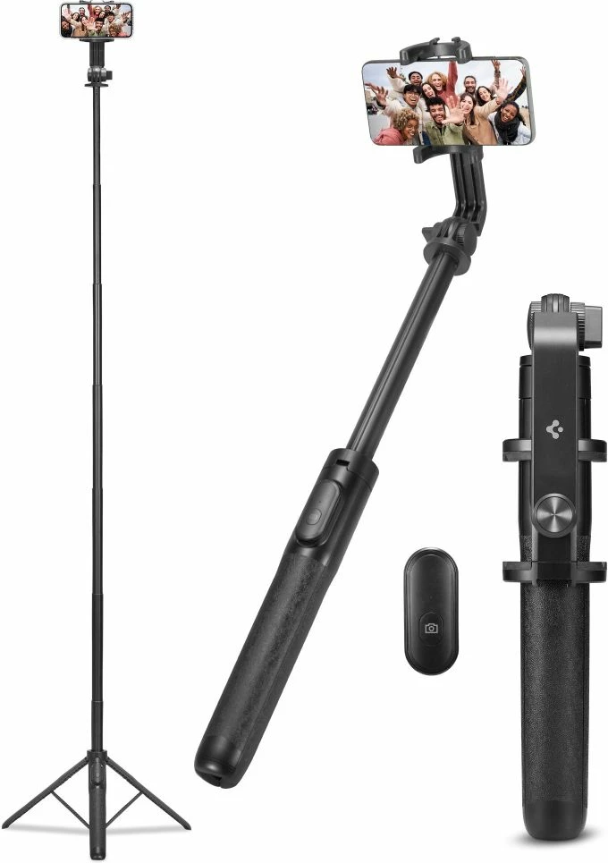 Selfie palica z vgrajenim trinožnikom Spigen S560W, Bluetooth, črna
