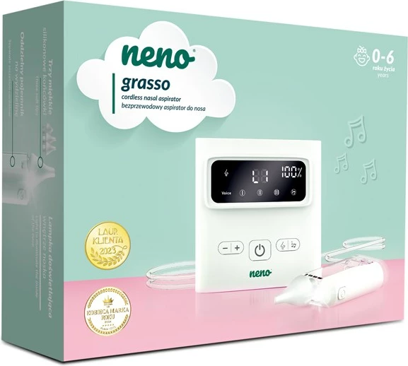 Električni sesalnik za nos za dojenčke Grasso, bel, s 3 nastavki