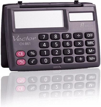 Žepni kalkulator, Vector KAV CH-861, 8 mest, črn
