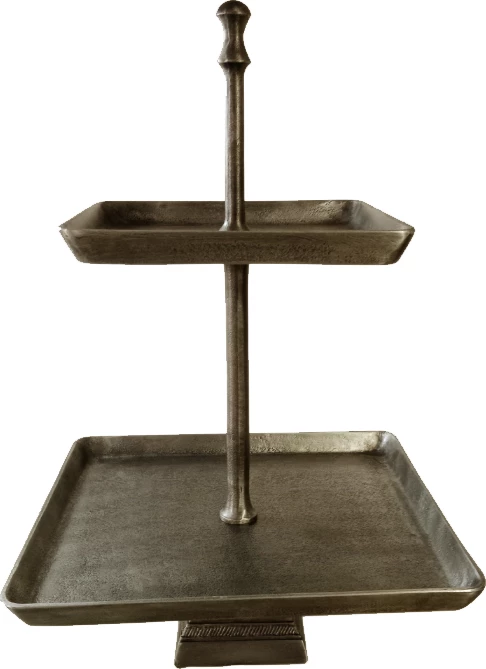 Dvokatna stojala iz aluminija, antik zlata, 36x36x55 cm