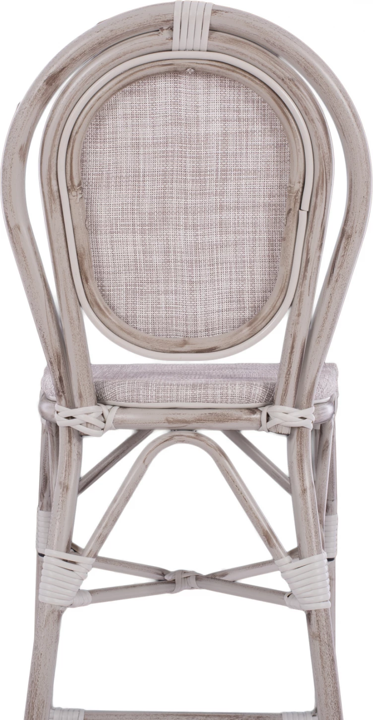 Stol aluminijasti bambusov videz bela patina s tekstilom FH5110 47x61x115 cm