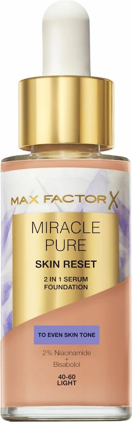 Teksturirana podlaga 2-v-1 Max Factor Miracle Pure Skin Reset, odtenek 40-60 Light, 30 ml