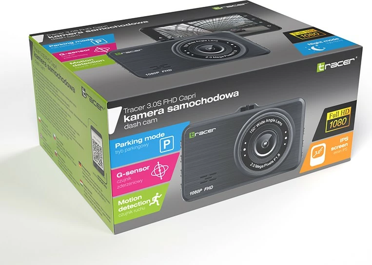Kamera, snemalnik za avto Tracer 3.0S FHD CAPRI, Full HD, 3", črna