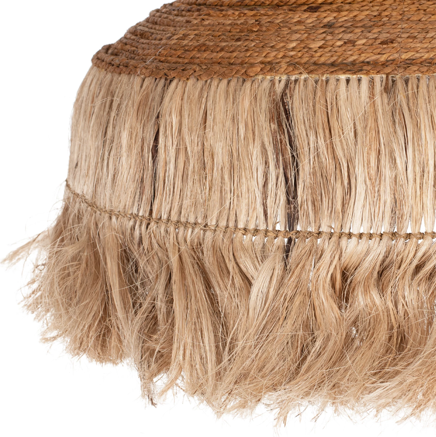 Stropna viseča svetilka z resicami iz abake v naravni barvi 80x80x70Hcm