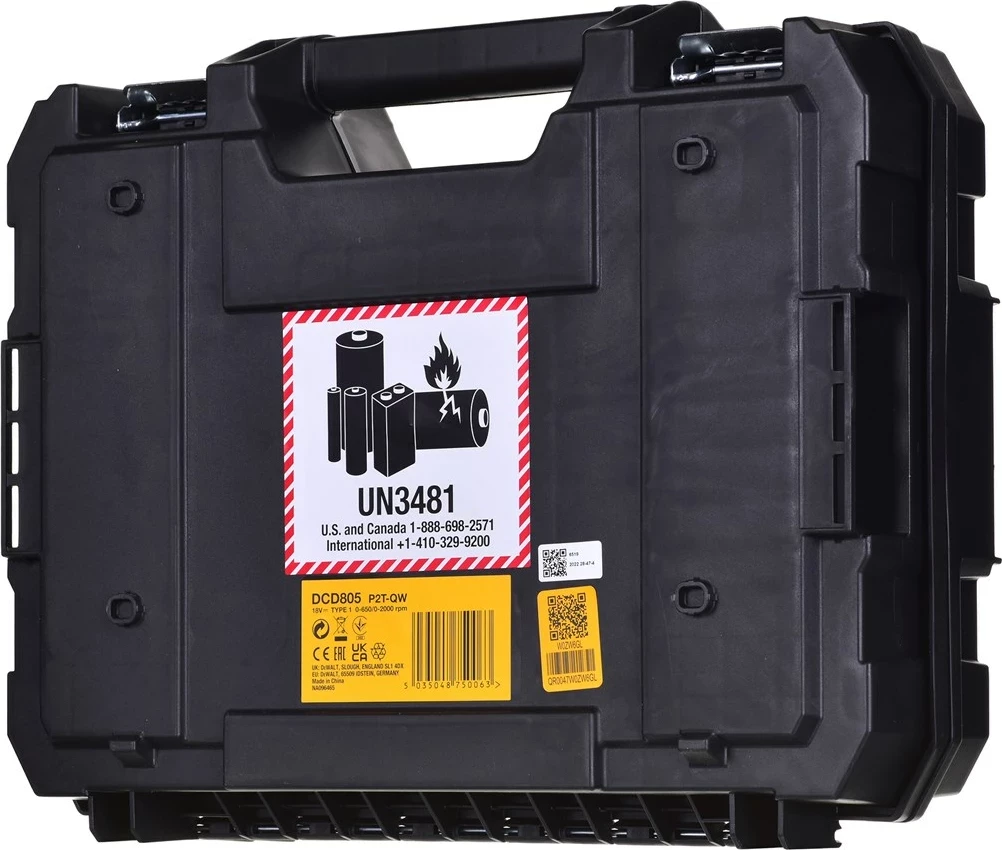 Kompakten akumulatorski vrtalnik-izvijač 18V DeWalt DCD805P2T, 2x5.0Ah, TSTAK, rumen