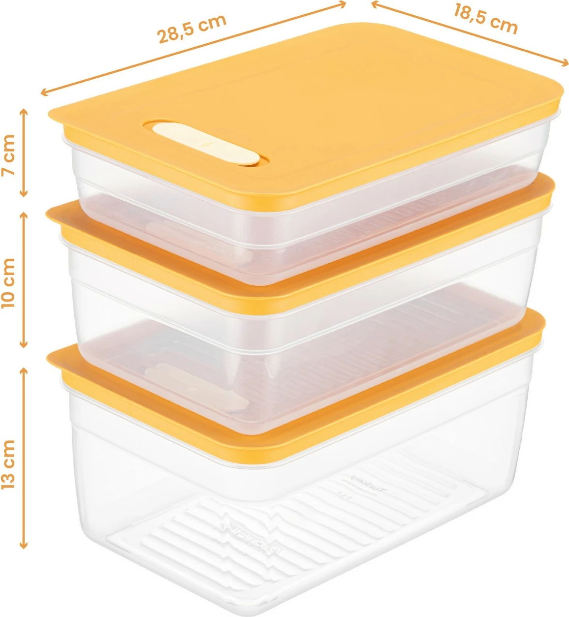 Set plastičnih škatel za shranjevanje (3 kosi), Hermia HK3LU, oranžna