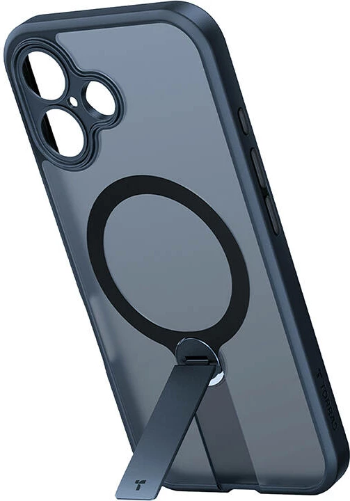 Ohišje Torras Pstand Spin za iPhone 16, črno