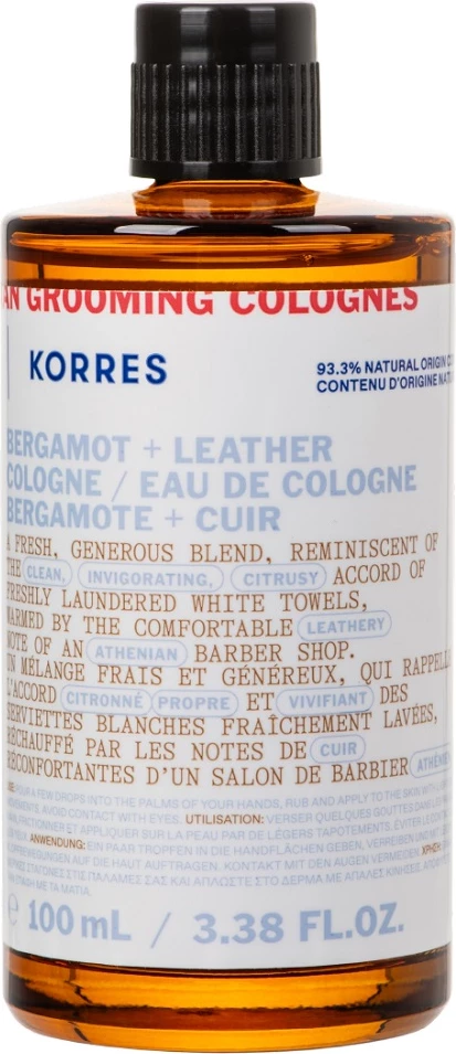 Kolonjska voda za moške, bergamot in usnje, 100 ml Korres Athenian Grooming