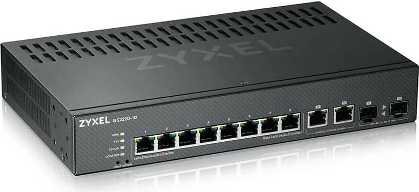 Upravljan preklopnik Layer 2 Gigabit Ethernet Zyxel GS2220-10-EU0101F, 10x RJ-45, za montažo v rack
