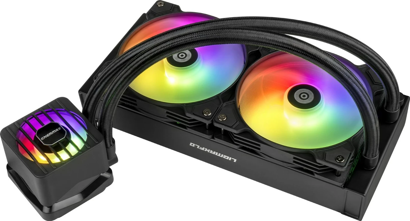 Foteljni vodni hladilnik 240 mm z RGB, Enermax LIQMAXFLO ELC-LMF240-ARGB, črn