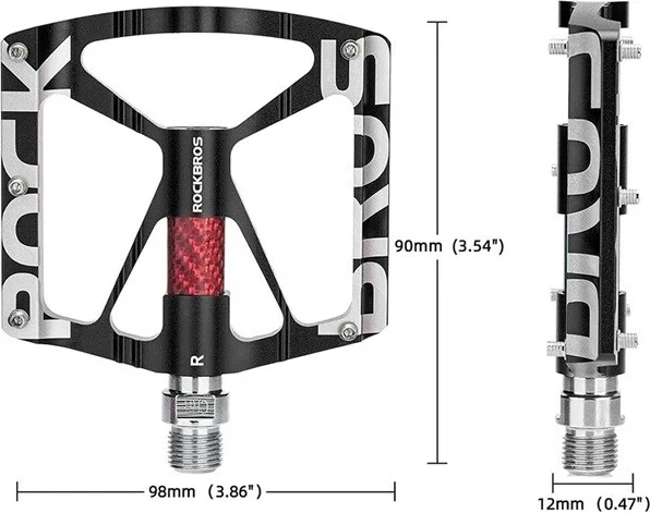 Pedala za kolo RockBros 37213071001, aluminij, črni, 2 kosa