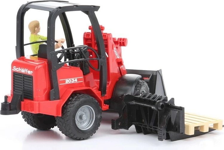 Nakladalec Schaffer z figurico operaterja BRUDER, 1:16, rdeč, komplet