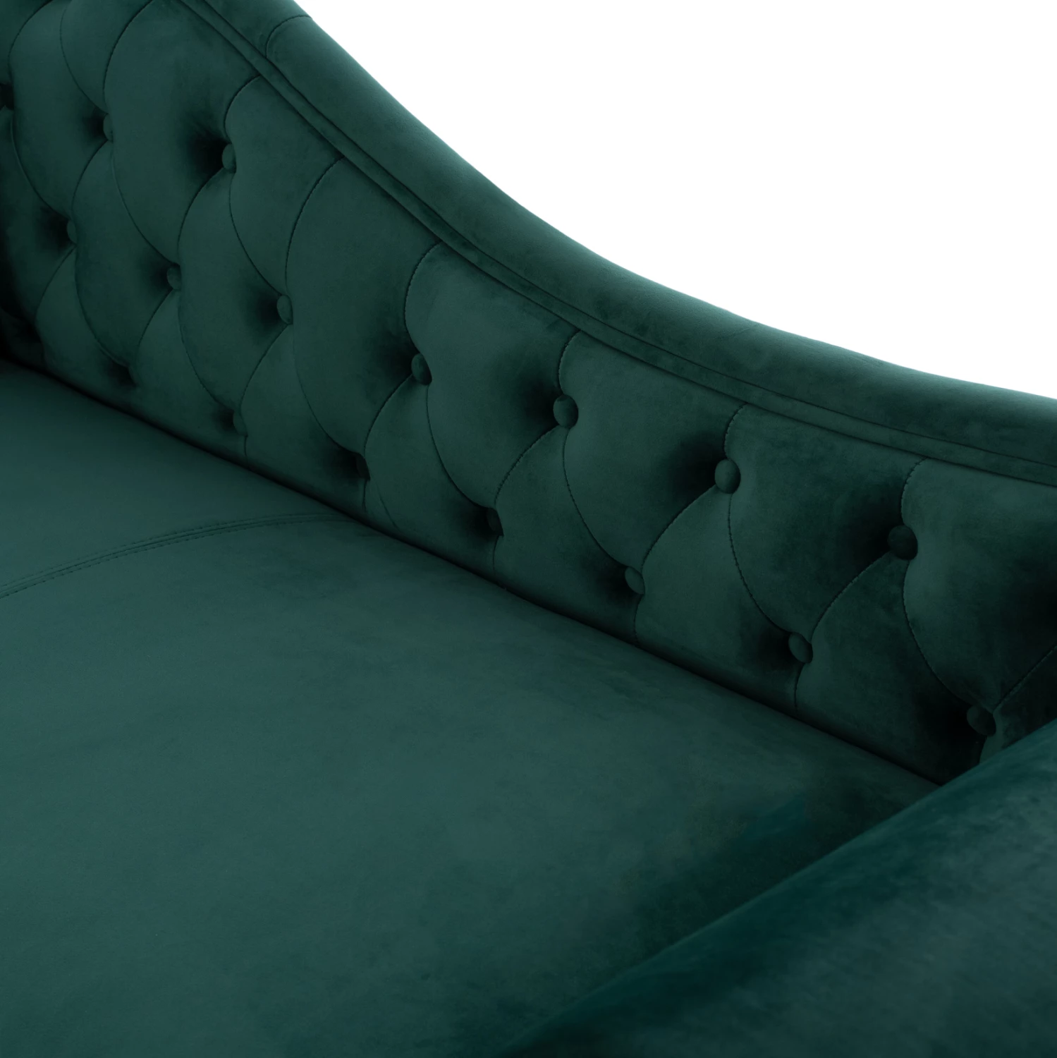 Chesterfield ležalnik Niovi iz zelenega žameta z levim naslonom 190x61x84