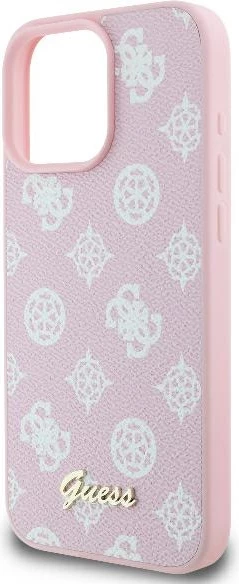 Ovitek za telefon Peony Script Logo MagSafe Guess za iPhone 16 Pro, roza