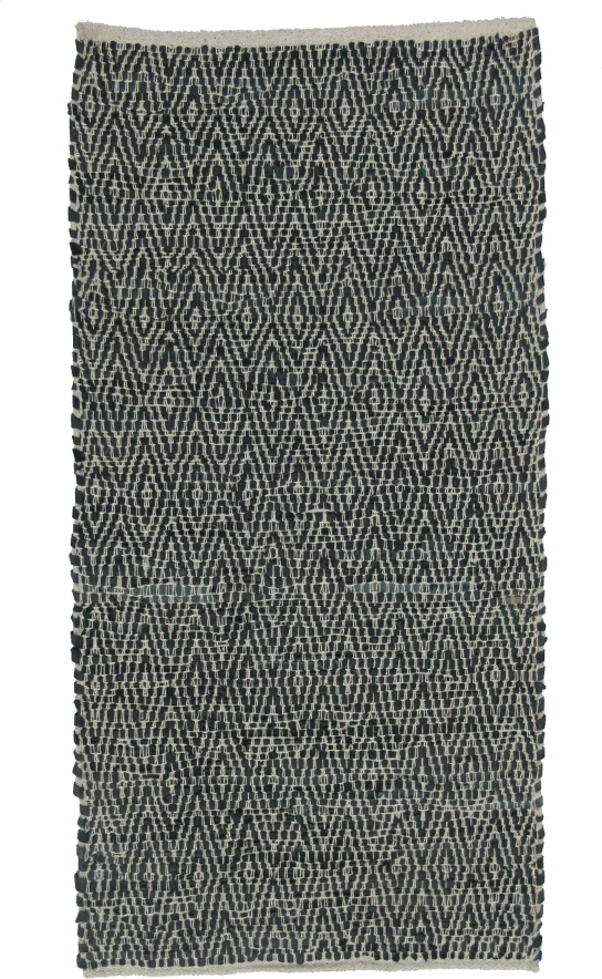 Preproga za hodnik Rombo, usnje, črno-bež, 70x150