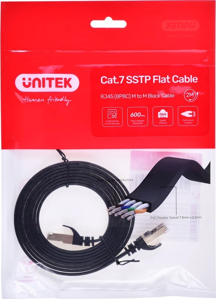 Kabel RJ-45 2 m, UNITEK C1897BK-2M, črn