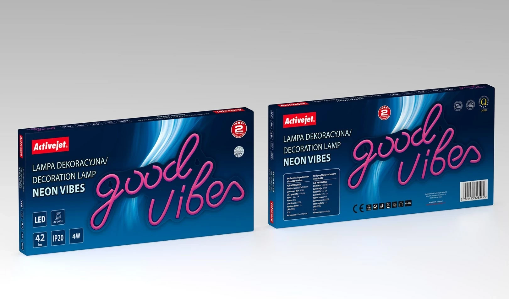 LED napis Activejet AJE-NEON VIBES, večbarven