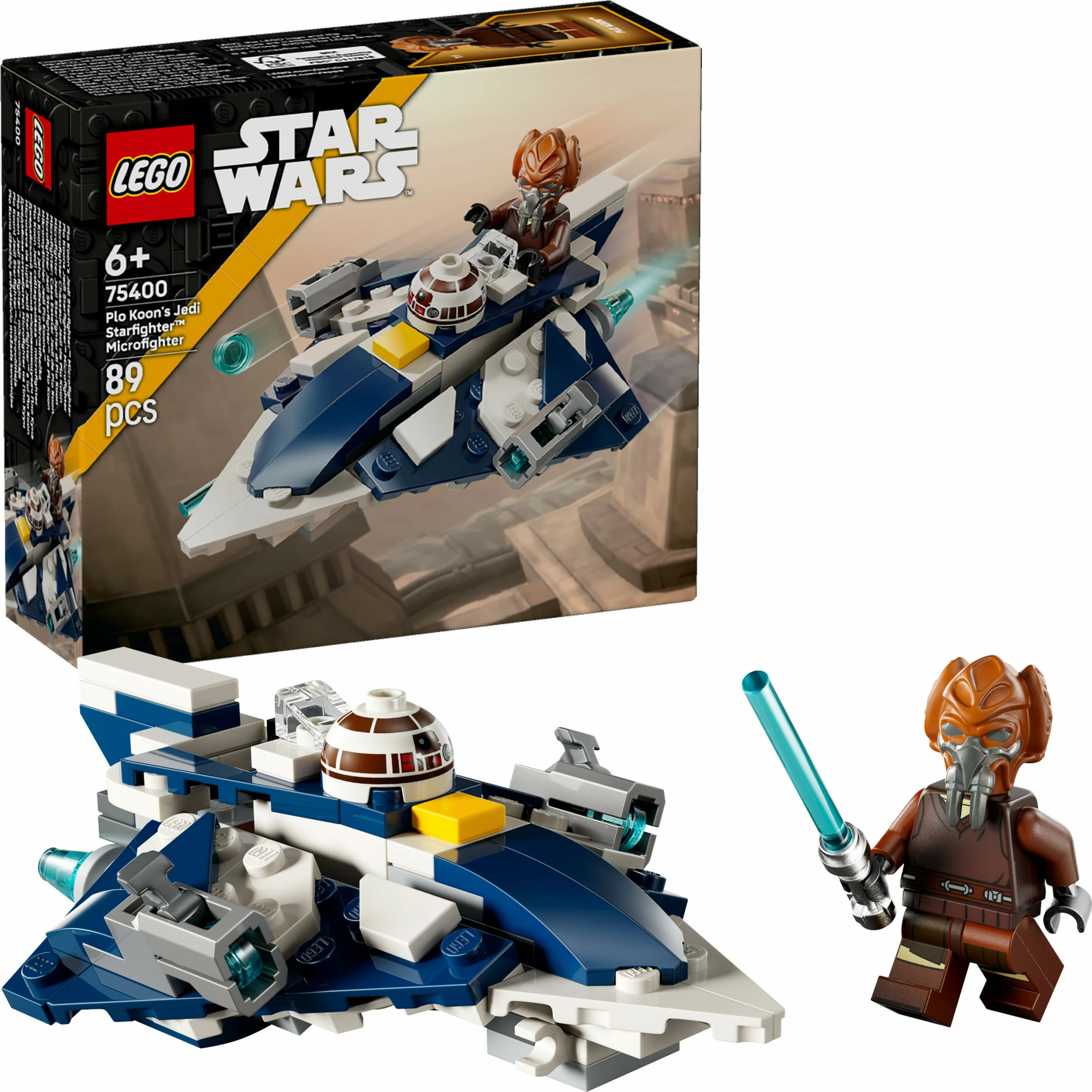 Mikroborilnik Star Wars Plo Koon’s Jedi Starfighter, LEGO set 75400, 89 kosov, večbarven