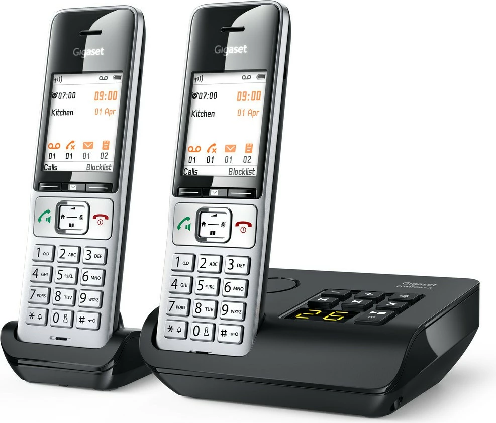Analogni/DECT telefon COMFORT 500A duo, Gigaset, 200 imenikov, črn/kovinsko srebrn