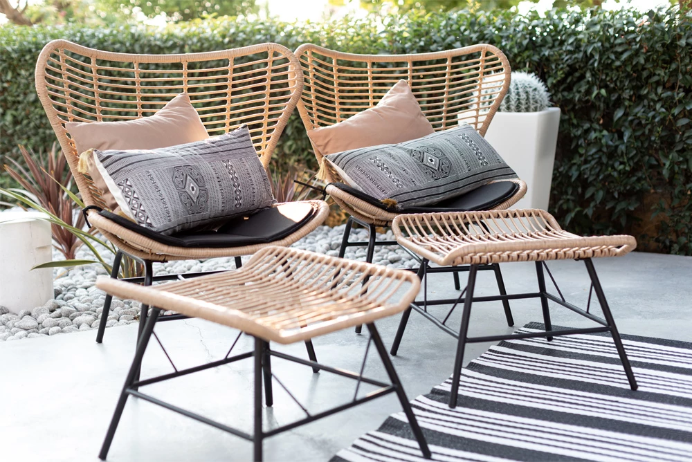 Stolek Butterfly, naraven-črn, 58x59x47,5 cm