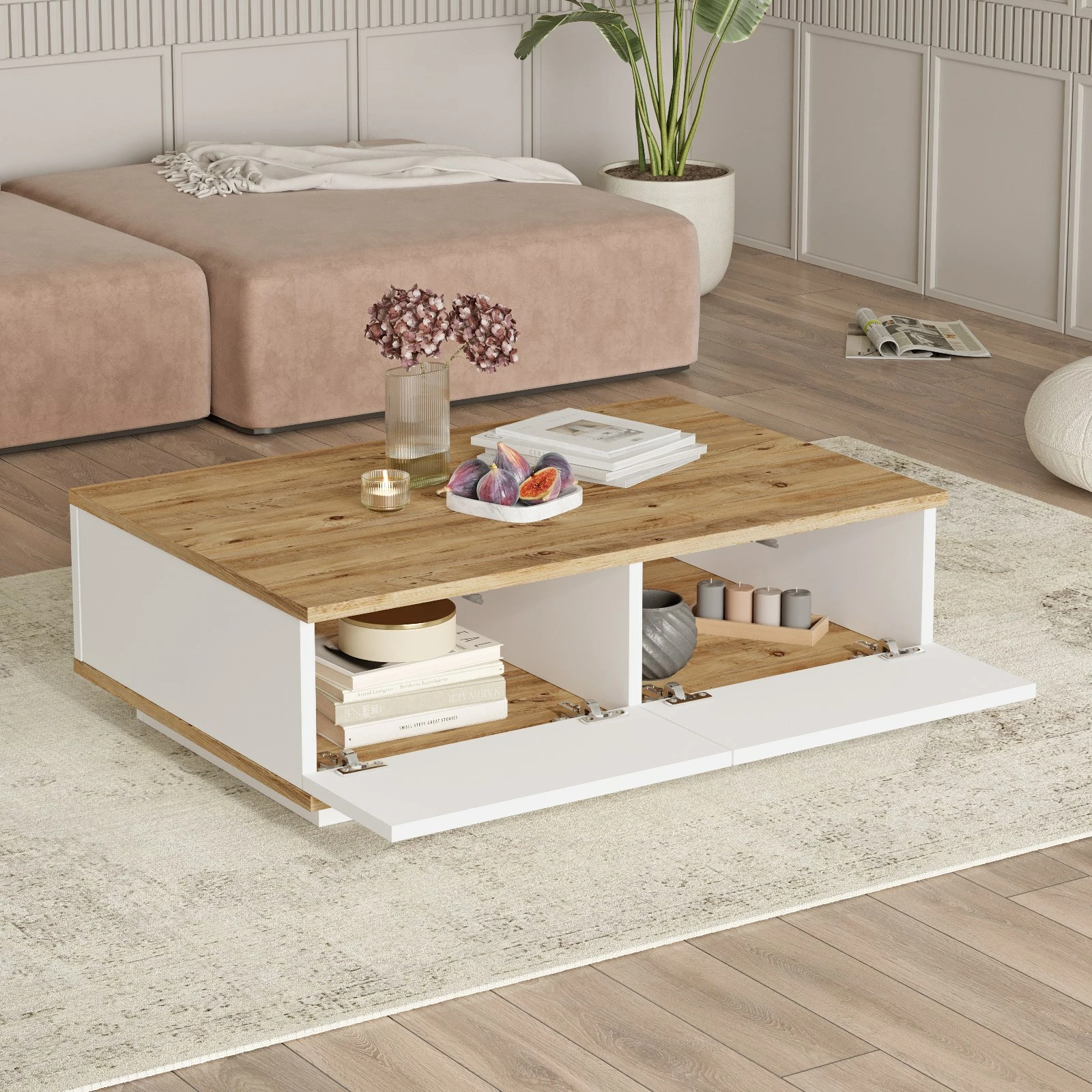 Kavna mizica Hanah Home Fr14-Aw, atlantska borovina in bela