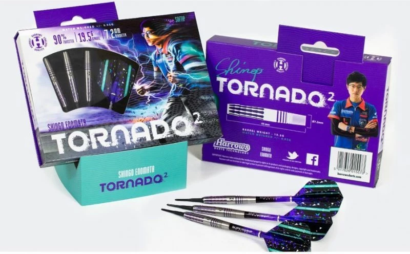 Darts z visokim deležem 90% Softip, Harrows The Tornado 2, vijoličen