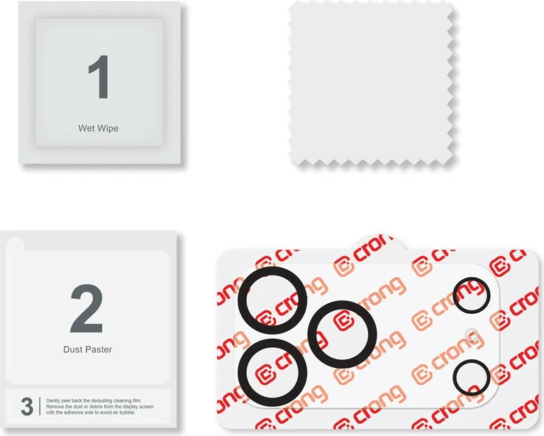 Zaščitno kaljeno steklo za kamero 9H, popoln otok, prozorno — CRONG Lens Shield CRGLSIP1769P za iPhone 17 Pro Max, 1 kos