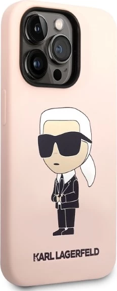 Silikonski ikonični ovitek za iPhone 14 Pro Max, Karl Lagerfeld, roza